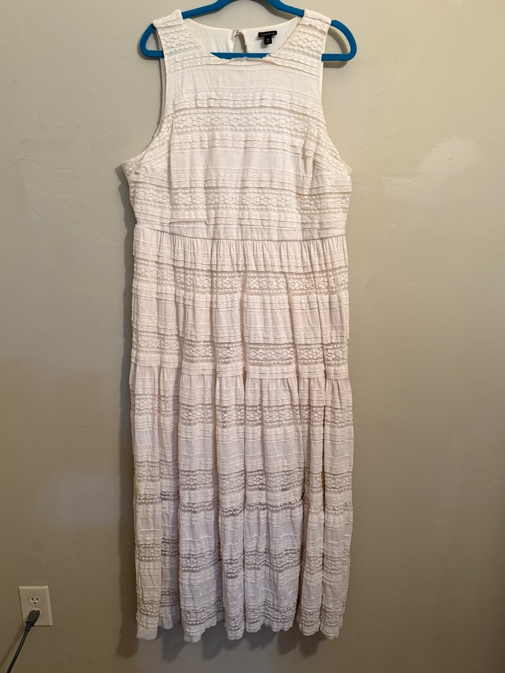 Torrid Ivory Lace Tiered Midi Dress Size 20 Boho Cottagecore Sleeveless Lined